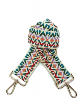 Wide Aztec Tribal Pattern Guitar Strap SS050RS MULTI BEIGE